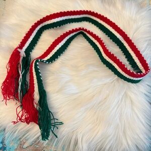 Mexican Tricolor Braided Tassel Cord Red White Green Ribbon 34” Long 1” Wide